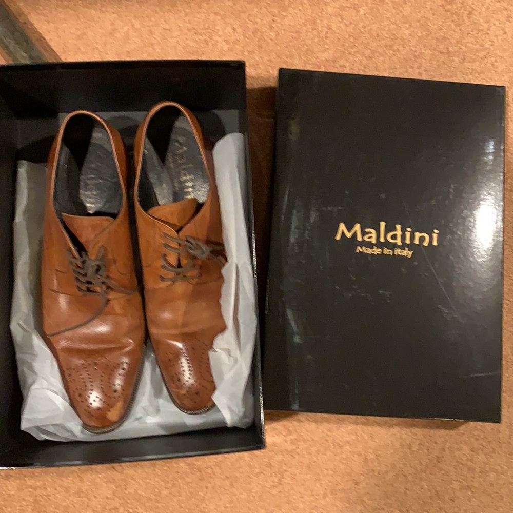 Beautiful Maldini Vero Cuoio Sole Tan Dress Oxford made in ITALY size 42 10